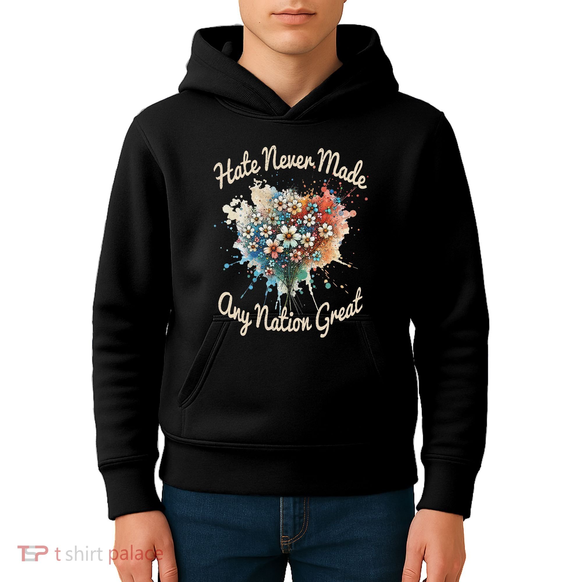 Hate Never Made Any Nation Great Funny Anti Trump 2025 Kids Hoodie