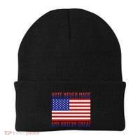 Hate Never Made Any Nation Great Usa Flag Beanie thumb 0