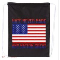 Hate Never Made Any Nation Great Usa Flag Drawstring Bag thumb 0
