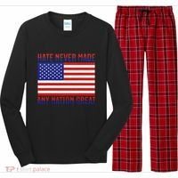 Hate Never Made Any Nation Great Usa Flag Long Sleeve Pajama Set thumb 0