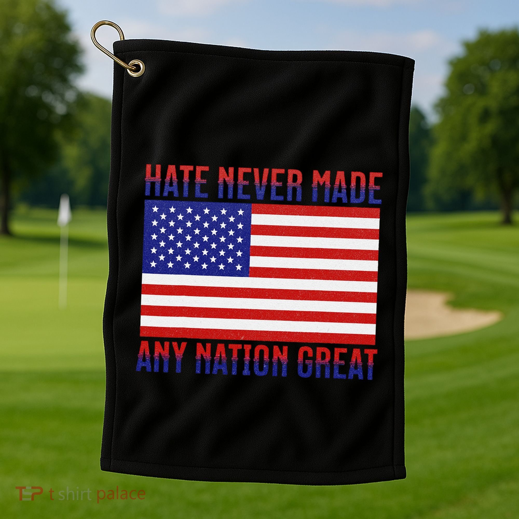 Hate Never Made Any Nation Great Usa Flag Golf Towel