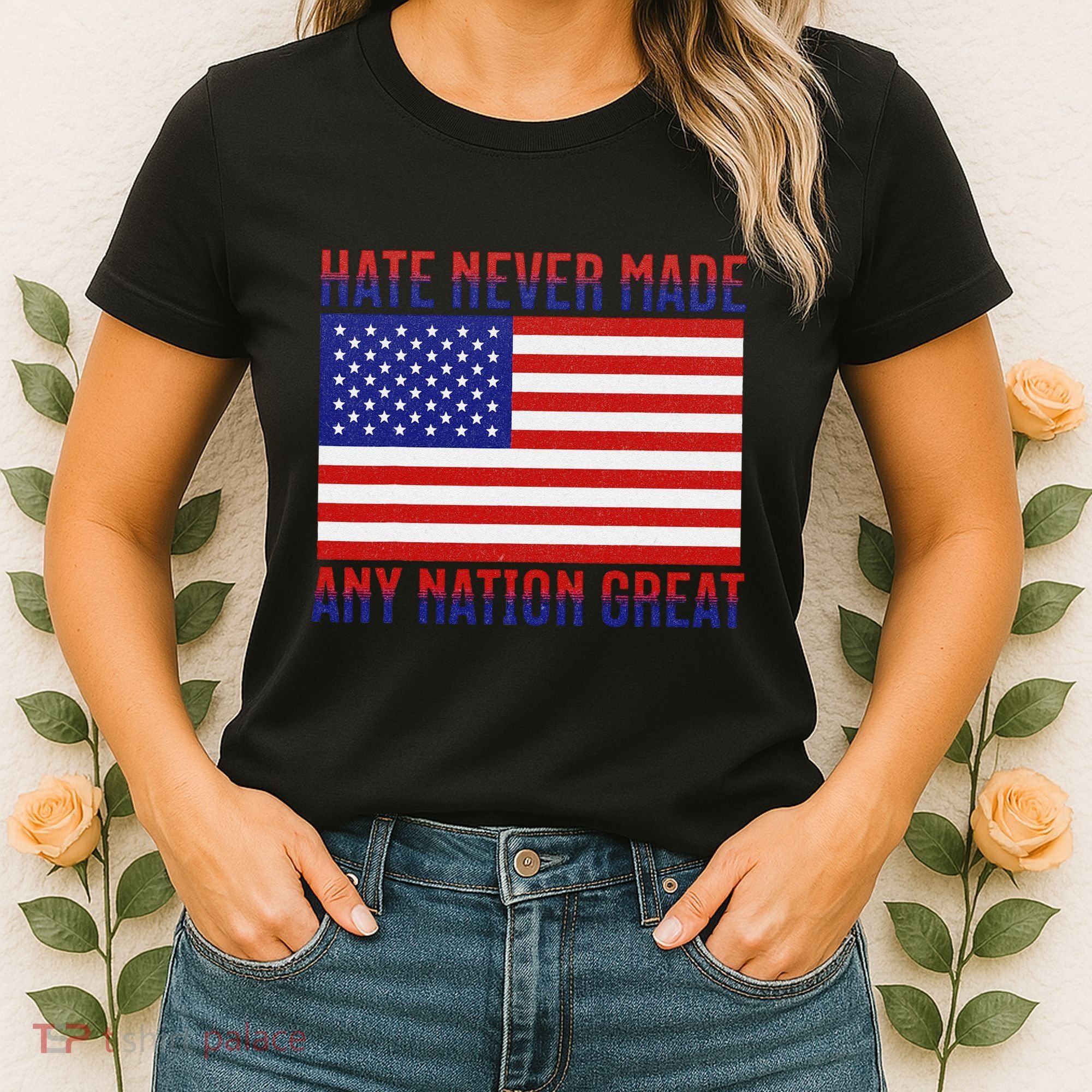 Hate Never Made Any Nation Great Usa Flag Women's T-Shirt