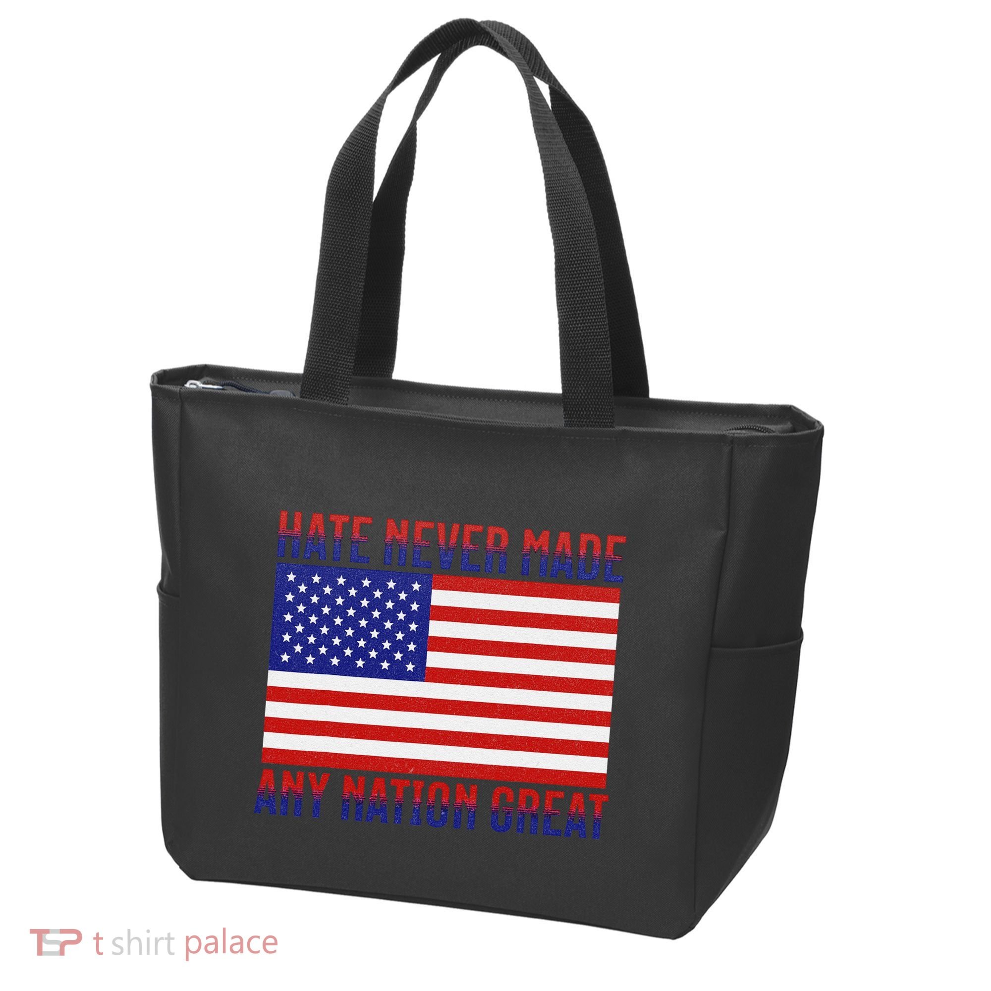 Hate Never Made Any Nation Great Usa Flag Tote Bag