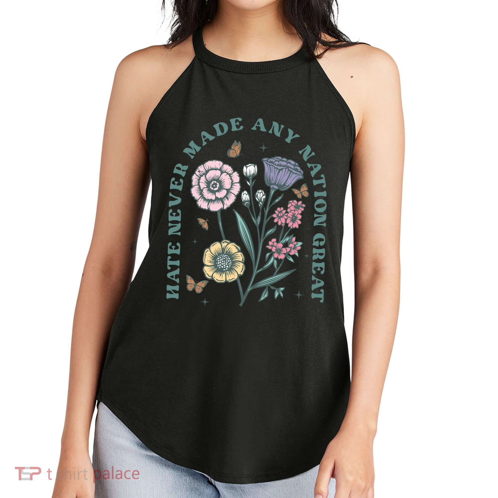 Hate Never Made Any Nation Great Women's Perfect Tri Rocker Tank
