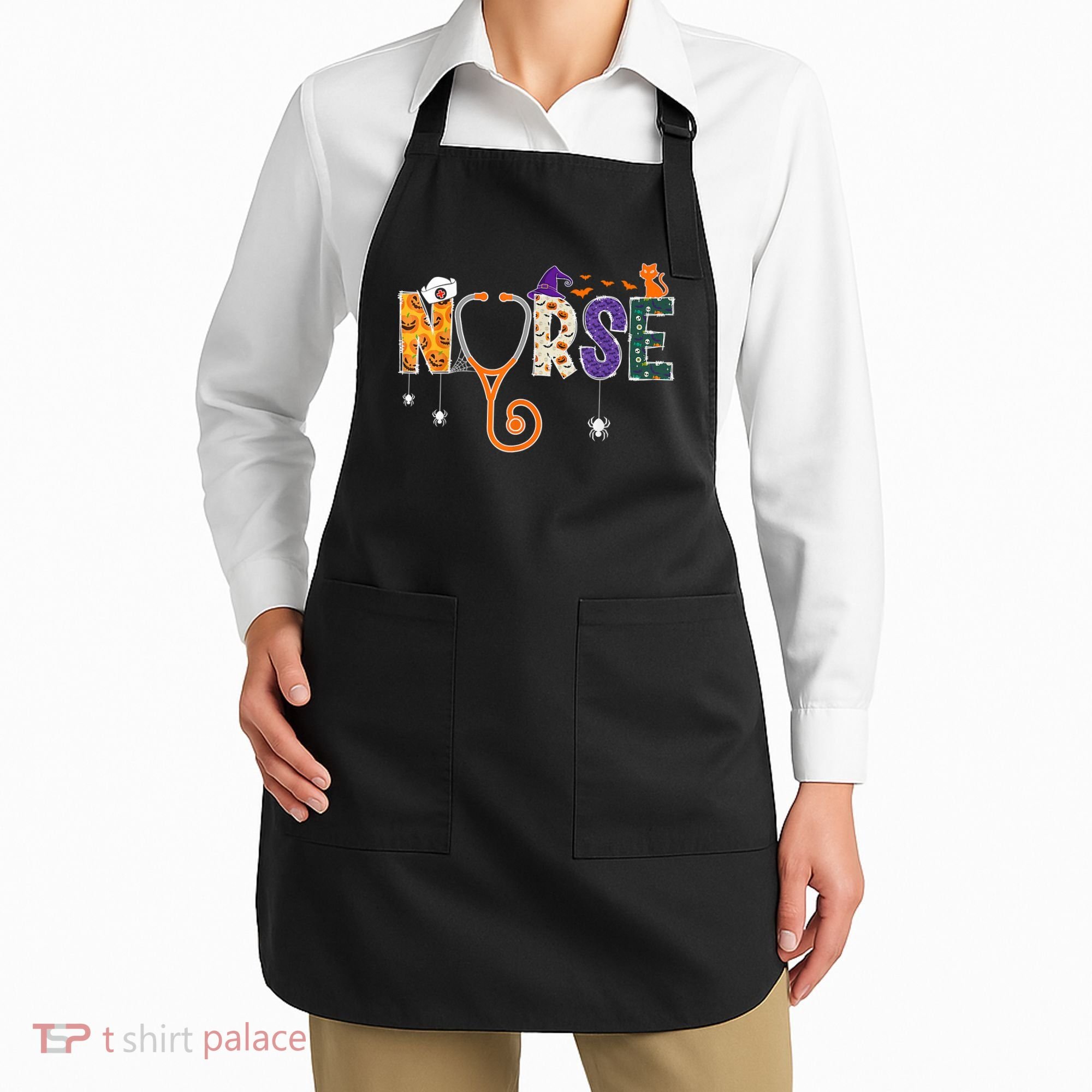 Halloween Nurse Nursing CNA RN LPN Halloween Cat Apron