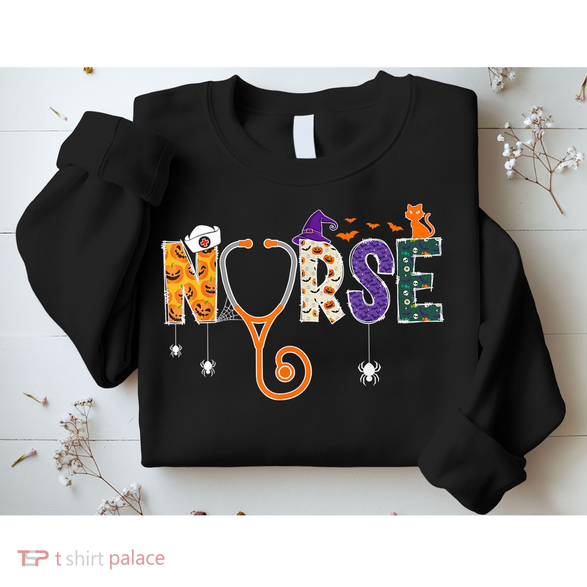 Halloween Nurse Nursing CNA RN LPN Halloween Cat Sweatshirt