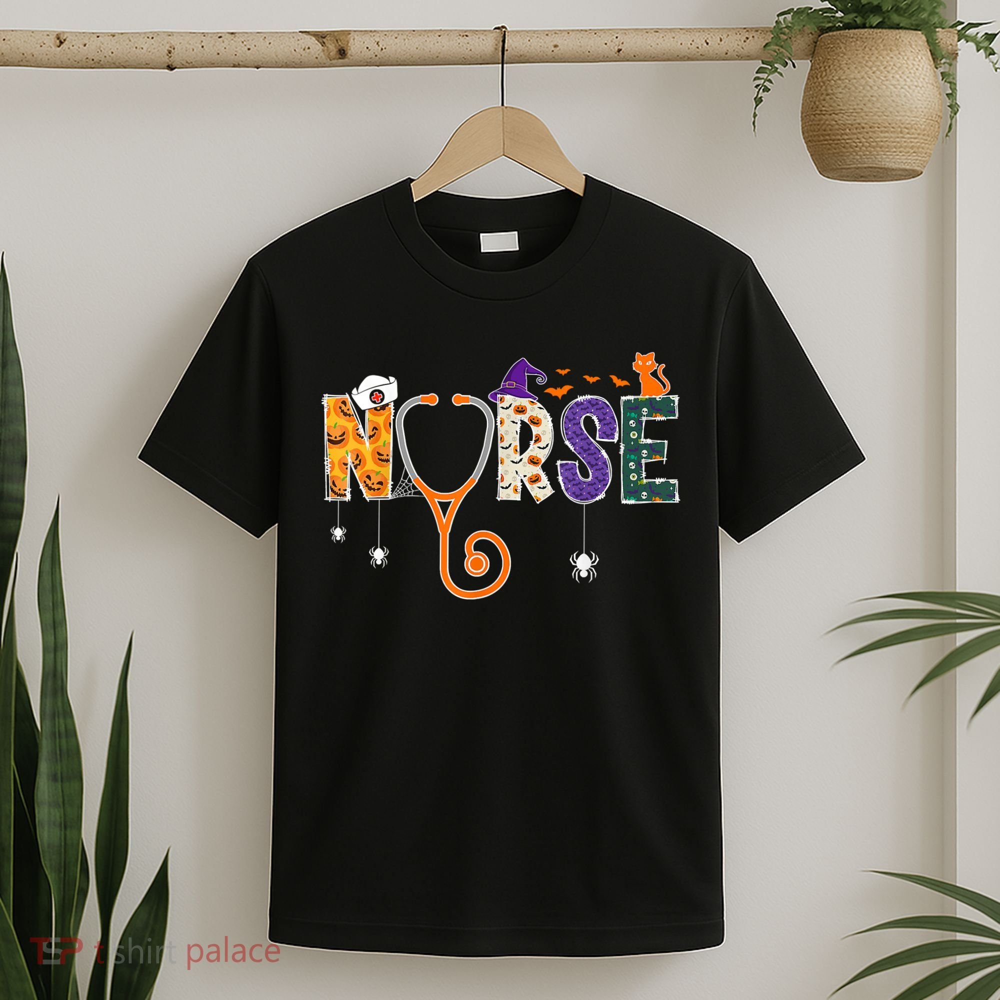 Halloween Nurse Nursing CNA RN LPN Halloween Cat T-Shirt
