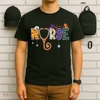 Halloween Nurse Nursing CNA RN LPN Halloween Cat T-Shirt thumb 6
