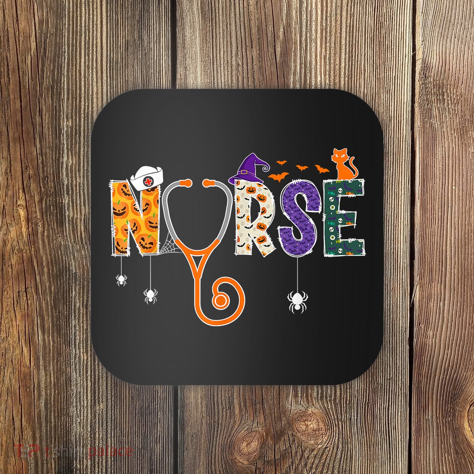 Halloween Nurse Nursing CNA RN LPN Halloween Cat Coaster