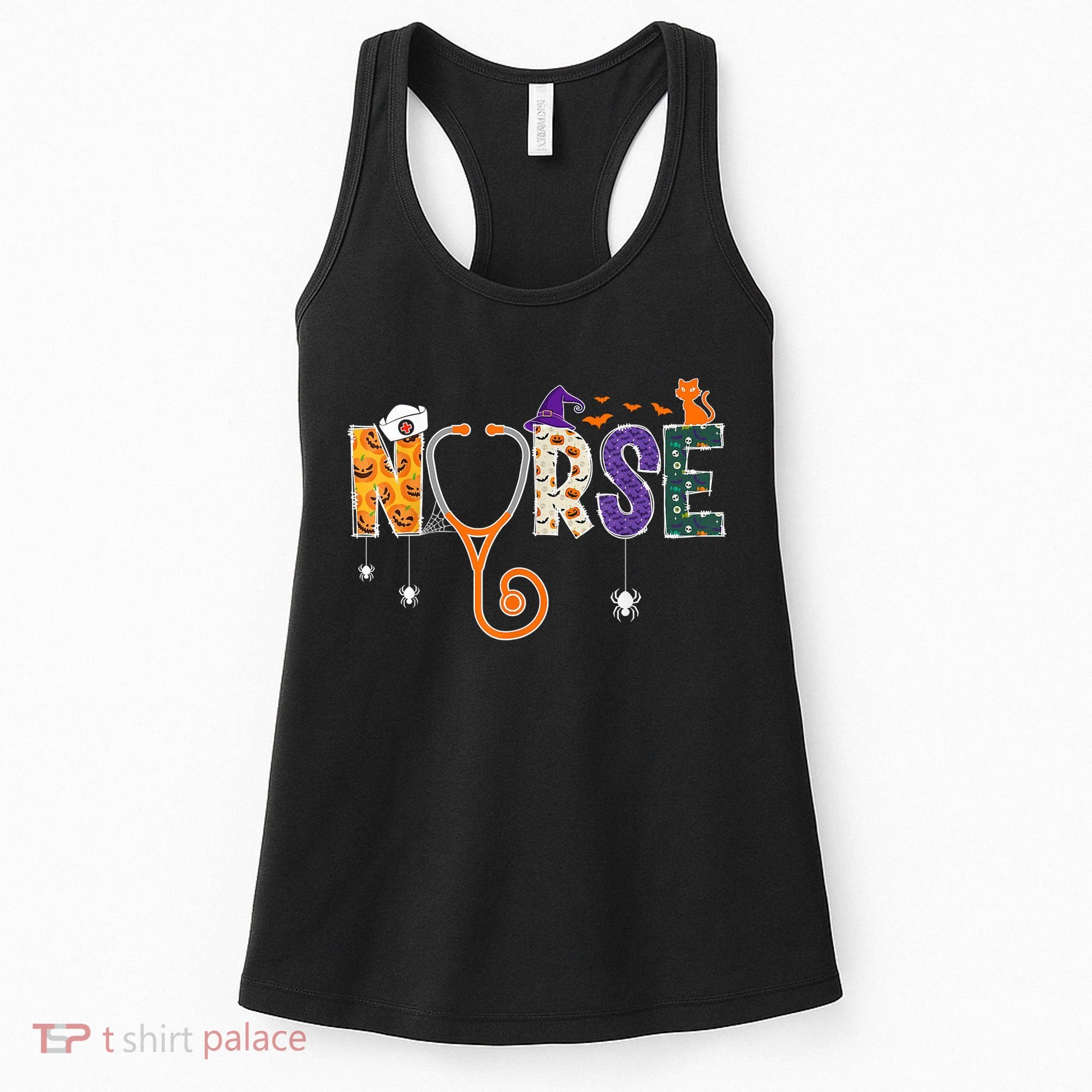 Halloween Nurse Nursing CNA RN LPN Halloween Cat Women's Tank Top