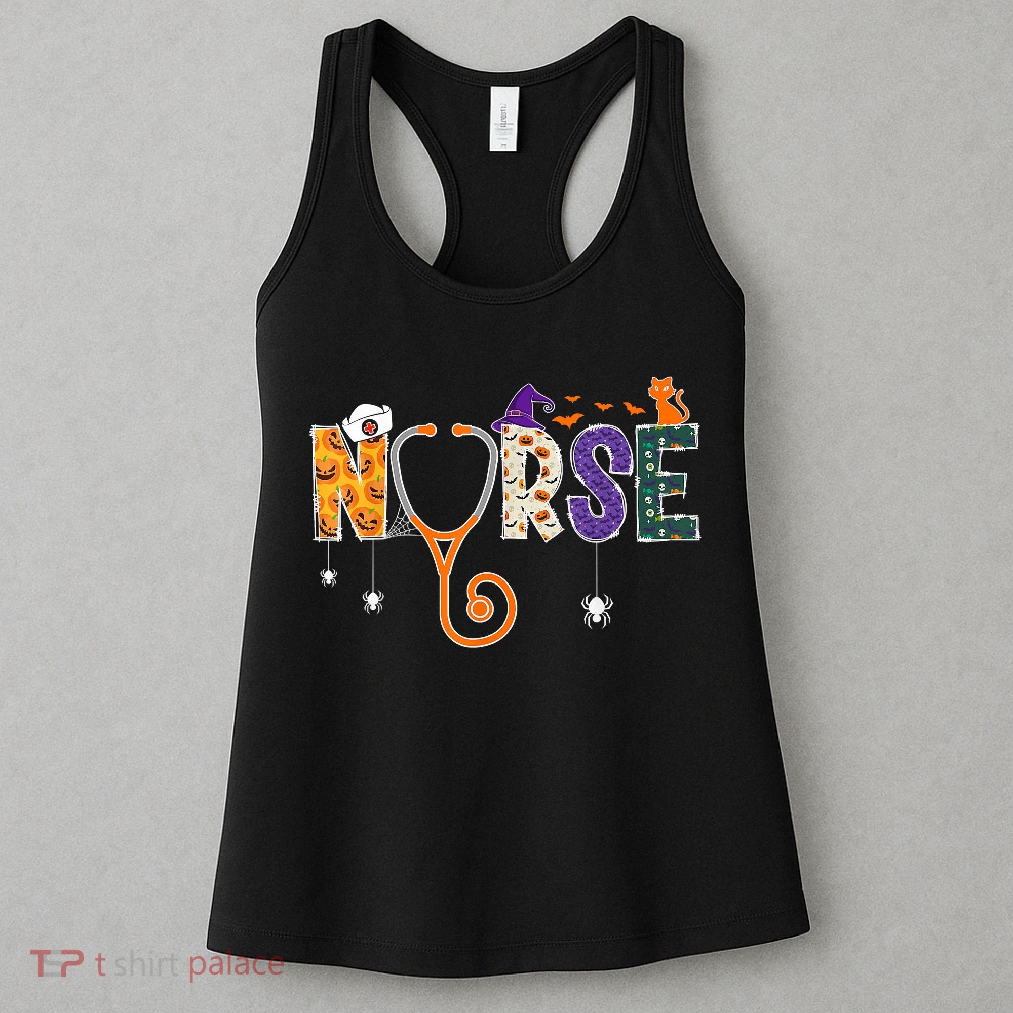 Halloween Nurse Nursing CNA RN LPN Halloween Cat Women's Tank Top