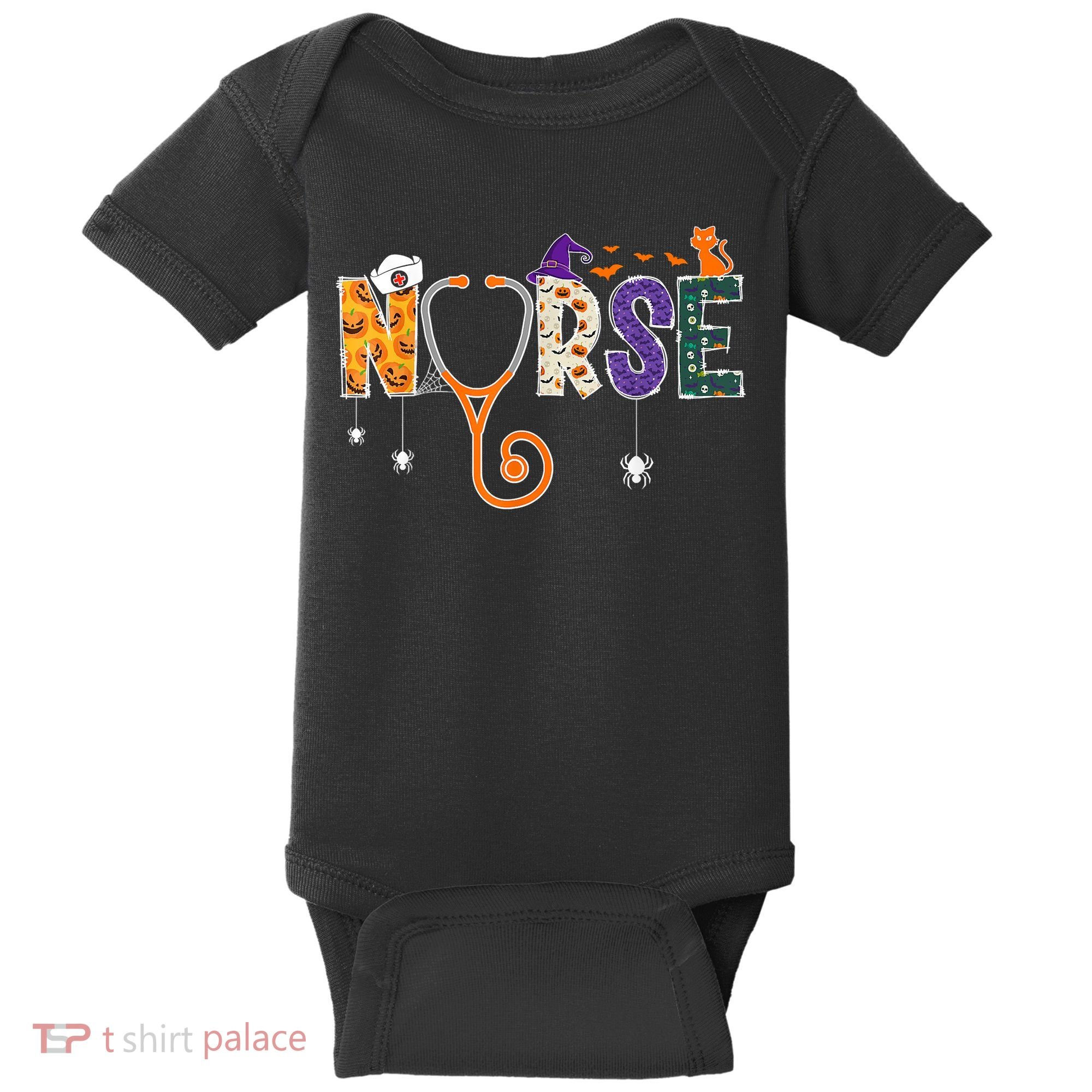 Halloween Nurse Nursing CNA RN LPN Halloween Cat Baby Bodysuit