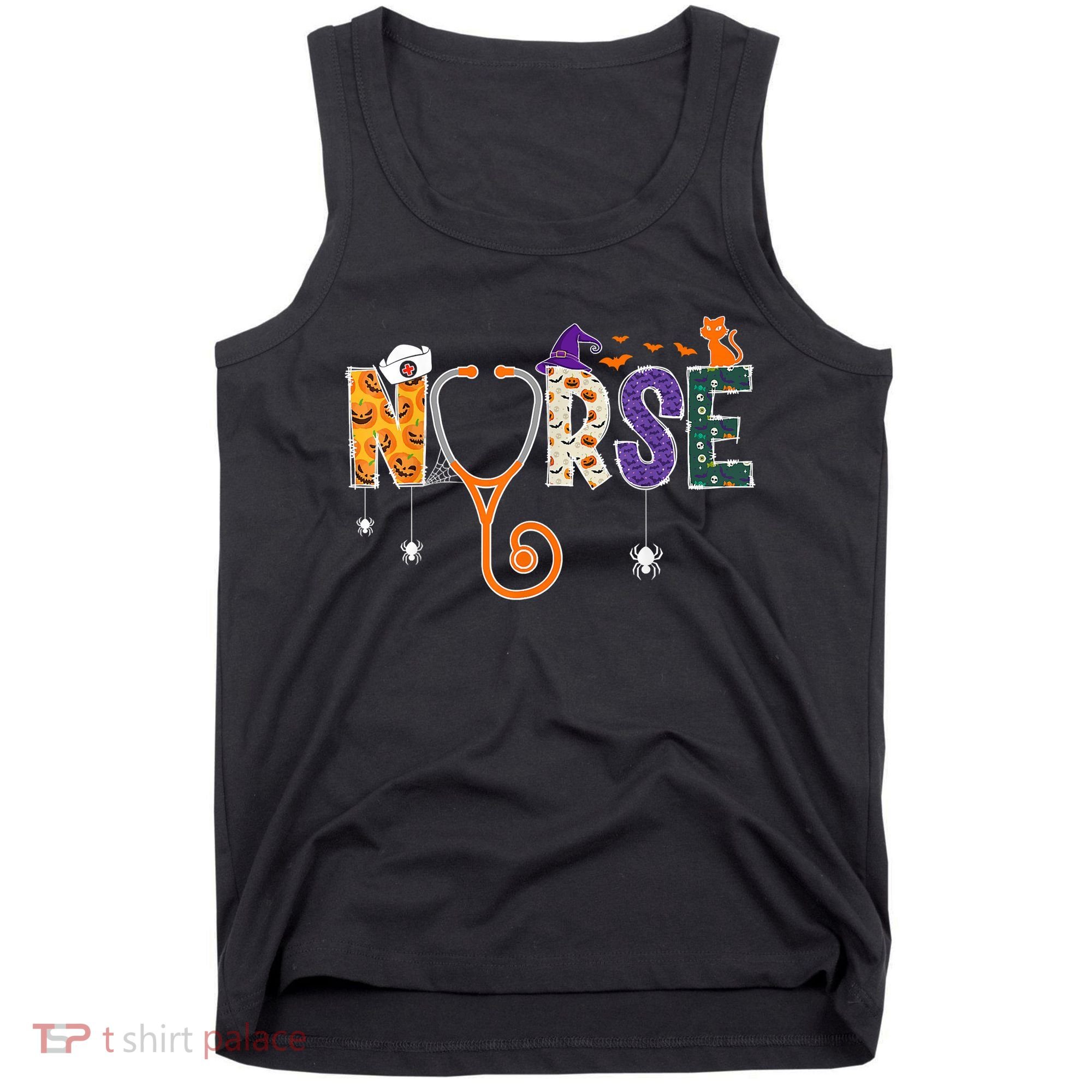 Halloween Nurse Nursing CNA RN LPN Halloween Cat Tank Top