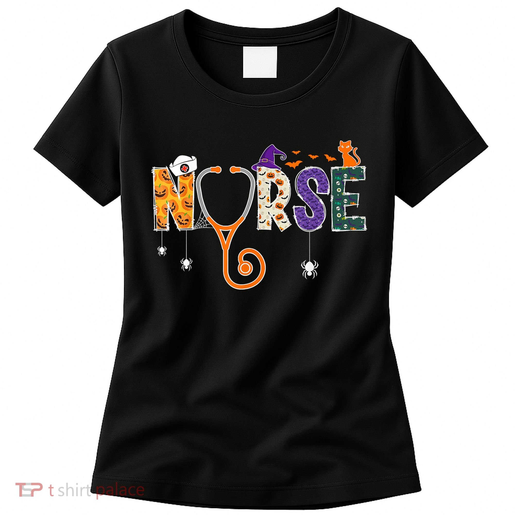 Halloween Nurse Nursing CNA RN LPN Halloween Cat Women's T-Shirt