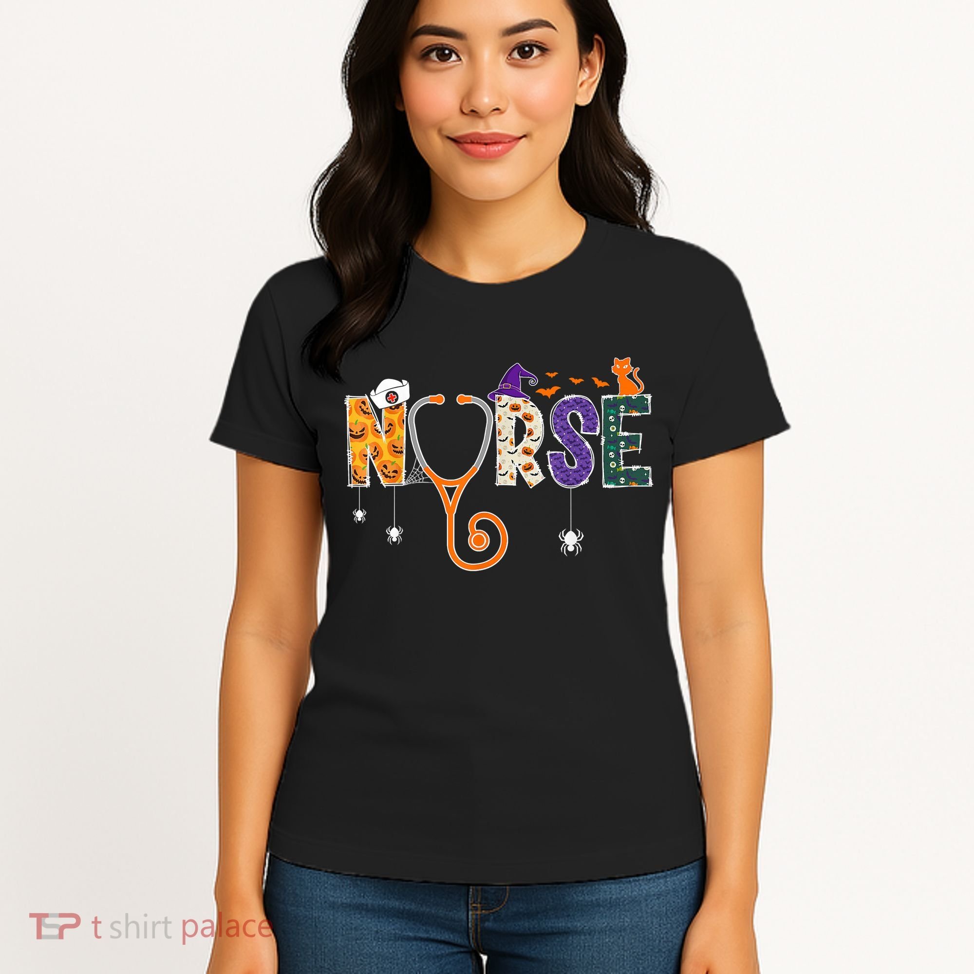 Halloween Nurse Nursing CNA RN LPN Halloween Cat Women's T-Shirt