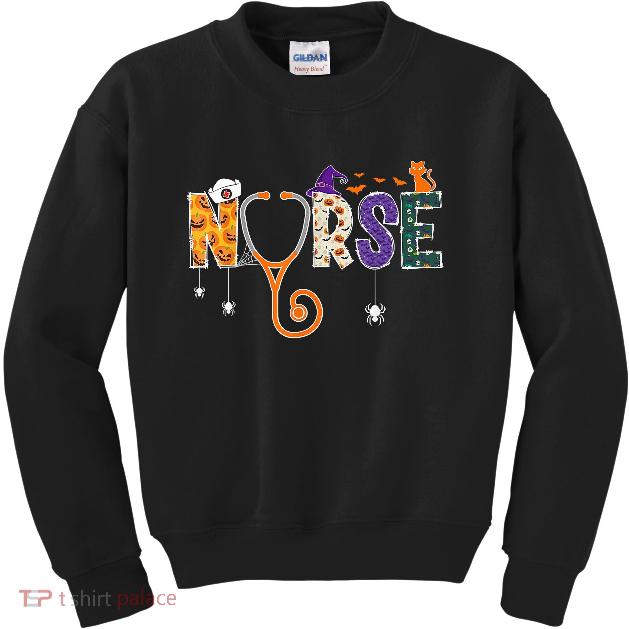 Halloween Nurse Nursing CNA RN LPN Halloween Cat Kids Sweatshirt