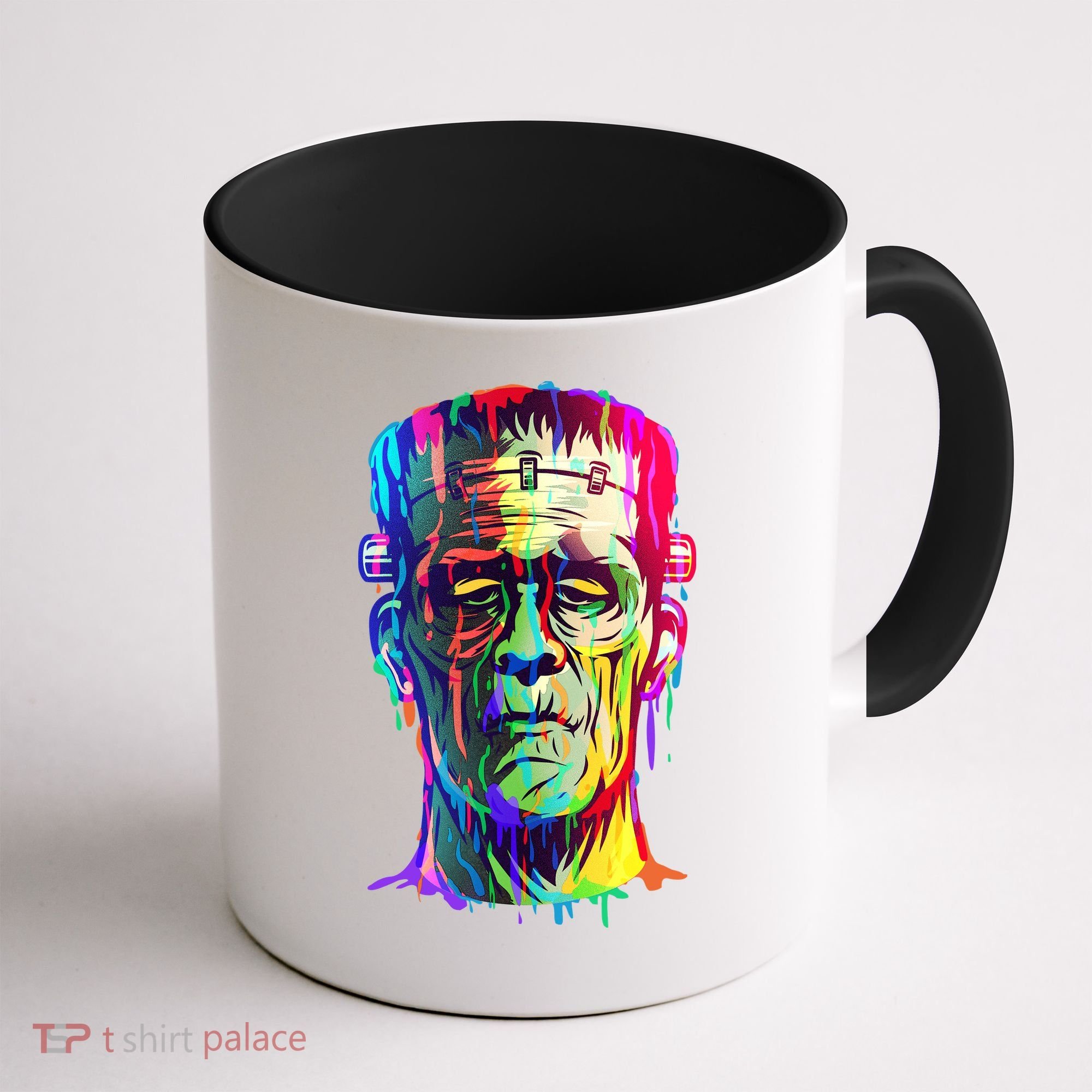 Halloween Neon Paint Drip Frankenstein Monster Coffee Mug