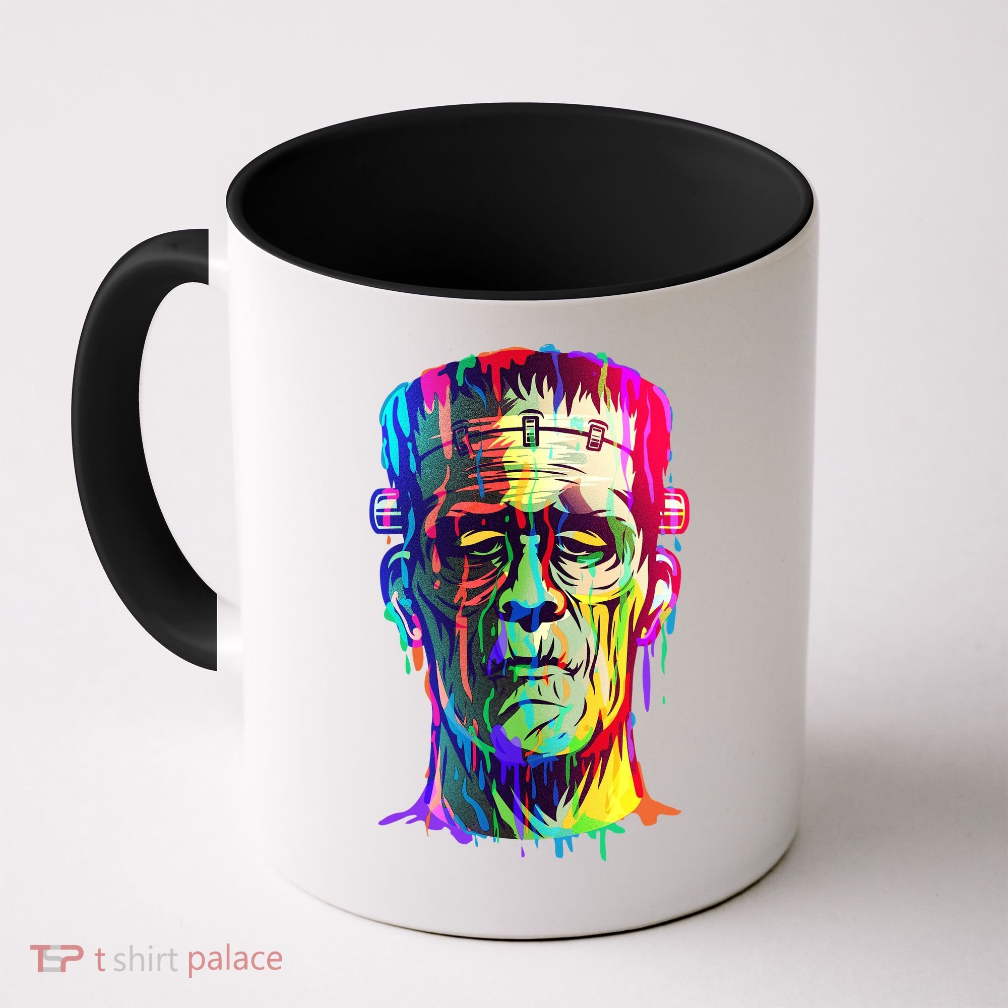 Halloween Neon Paint Drip Frankenstein Monster Coffee Mug