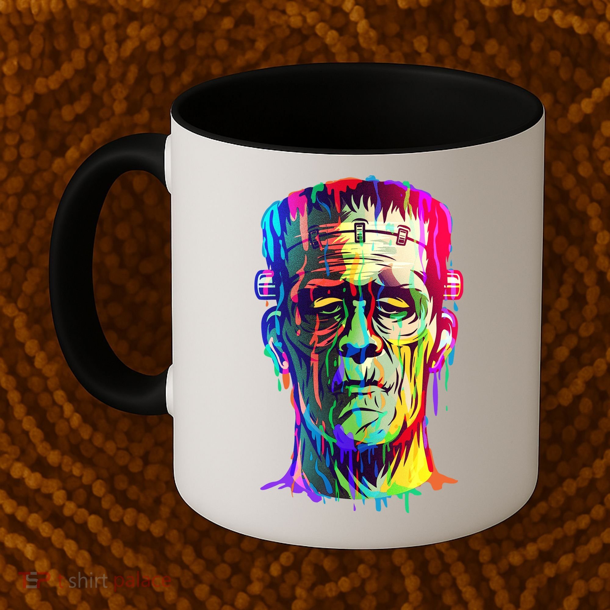 Halloween Neon Paint Drip Frankenstein Monster Coffee Mug