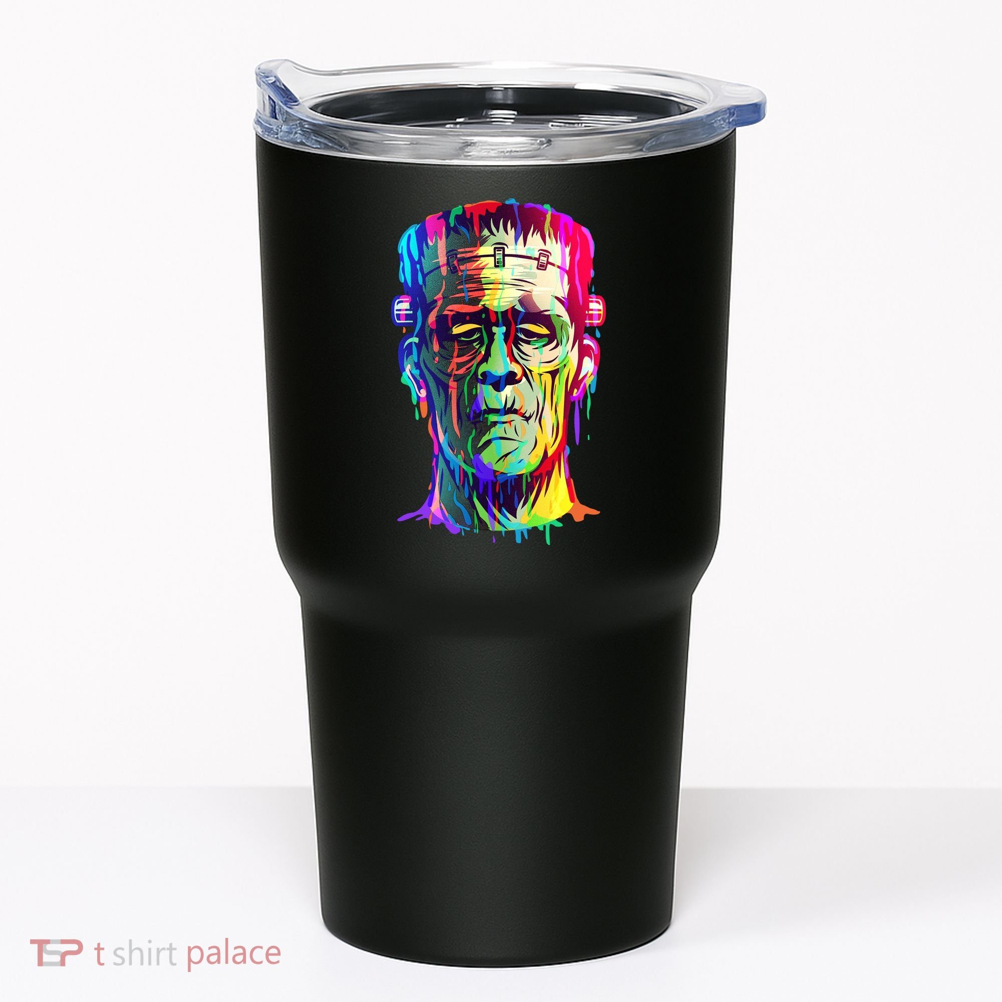 Halloween Neon Paint Drip Frankenstein Monster Tumbler