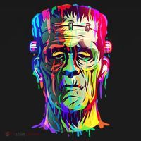 Halloween Neon Paint Drip Frankenstein Monster Ornament thumb 1