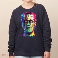 Halloween Neon Paint Drip Frankenstein Monster Women's Sweatshirt thumb 0