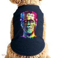 Halloween Neon Paint Drip Frankenstein Monster Doggie Tank thumb 0