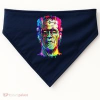 Halloween Neon Paint Drip Frankenstein Monster USA-Made Doggie Bandana thumb 0