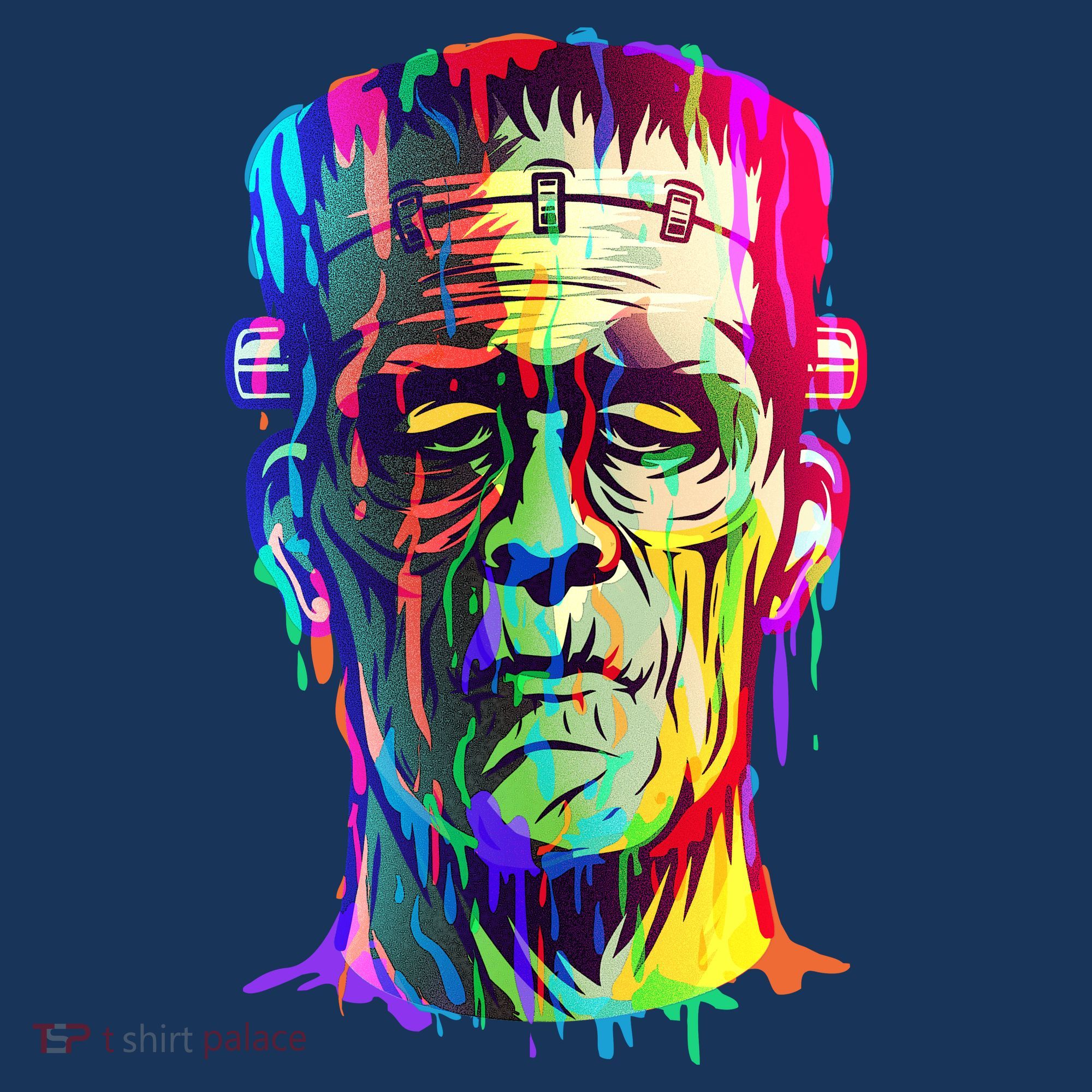 Halloween Neon Paint Drip Frankenstein Monster Apron