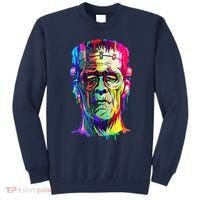 Halloween Neon Paint Drip Frankenstein Monster Sweatshirt thumb 0