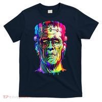 Halloween Neon Paint Drip Frankenstein Monster T-Shirt thumb 0