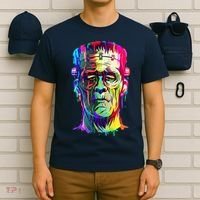Halloween Neon Paint Drip Frankenstein Monster T-Shirt thumb 6