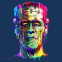 Halloween Neon Paint Drip Frankenstein Monster Beanie thumb 2