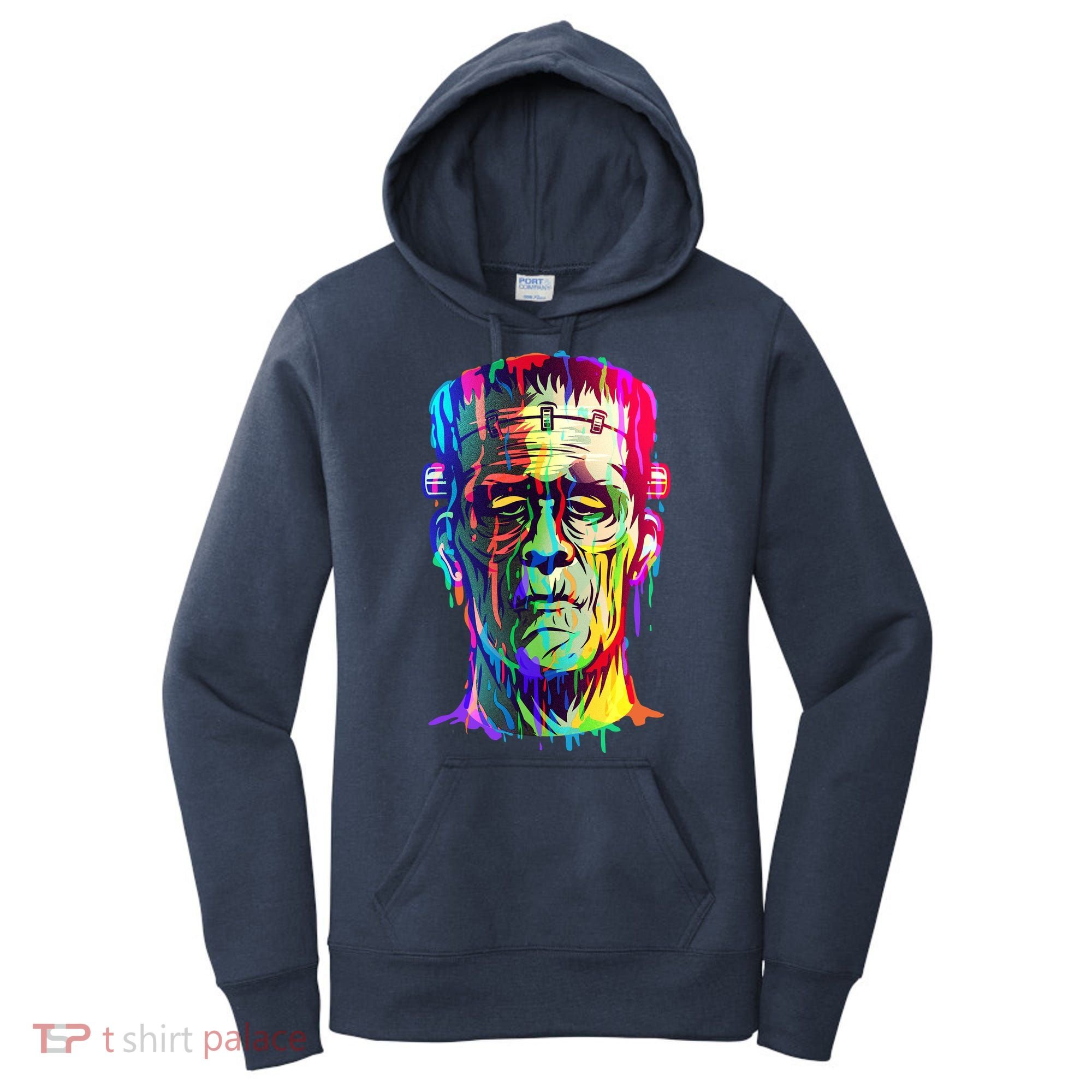Halloween Neon Paint Drip Frankenstein Monster Women's Hoodie
