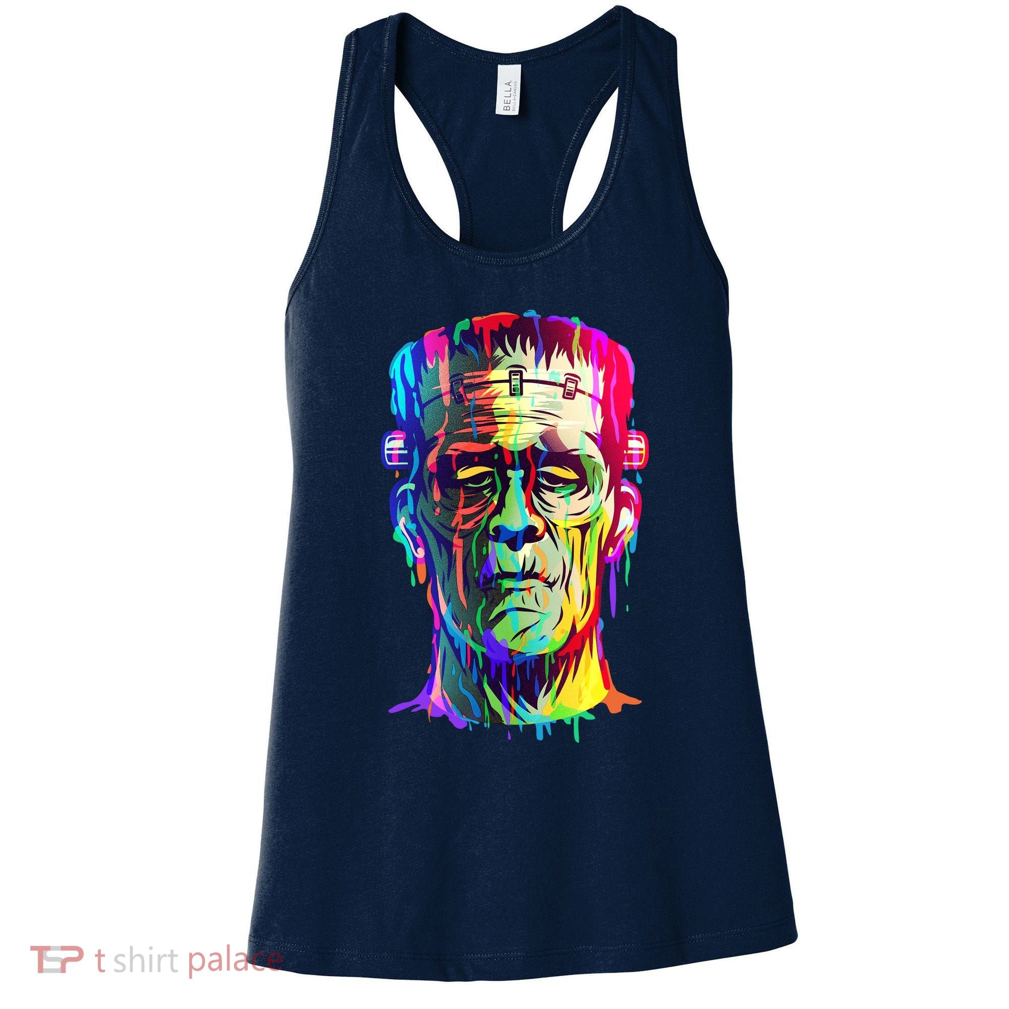 Halloween Neon Paint Drip Frankenstein Monster Women's Tank Top