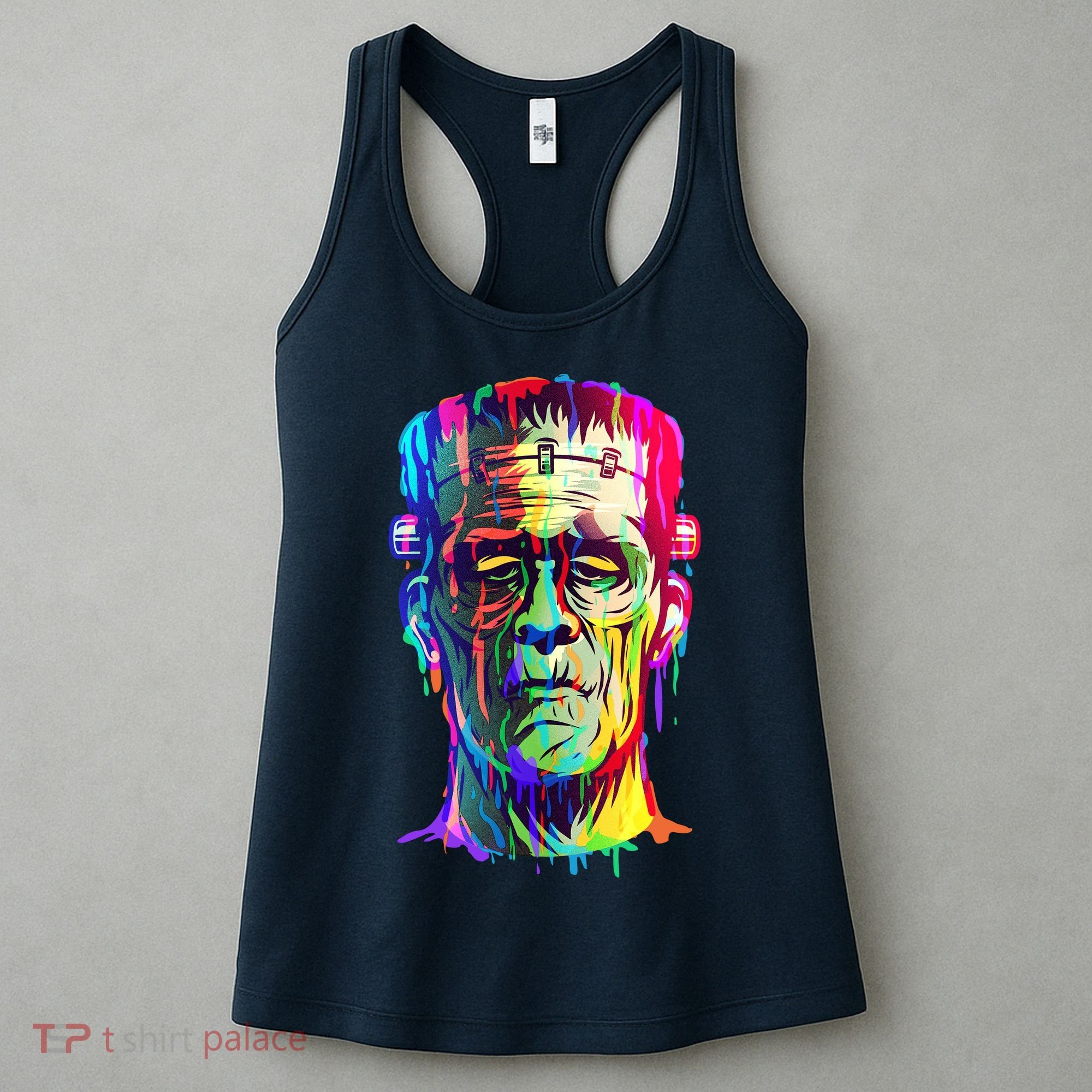 Halloween Neon Paint Drip Frankenstein Monster Women's Tank Top