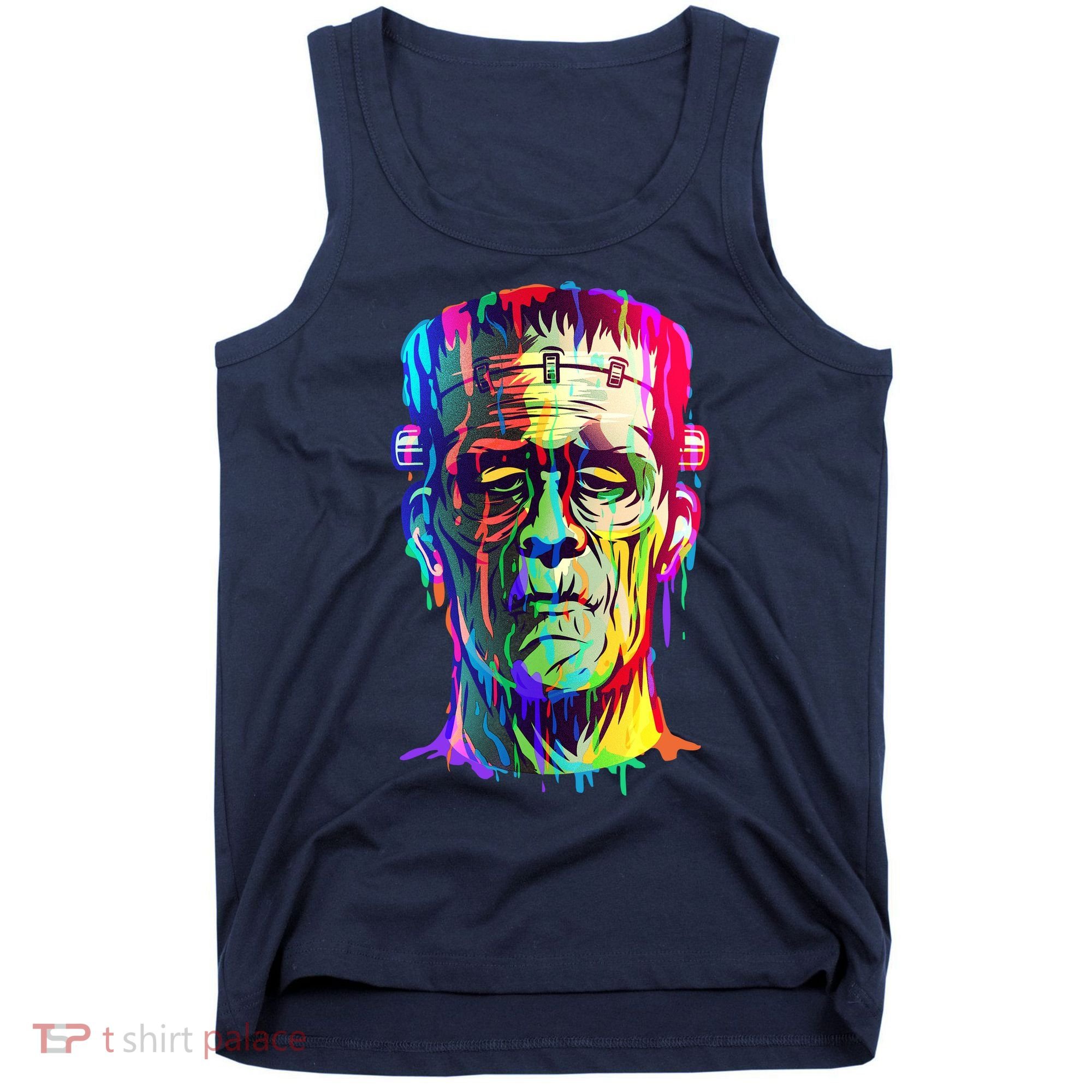 Halloween Neon Paint Drip Frankenstein Monster Tank Top