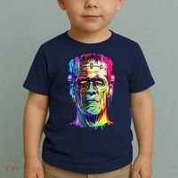 Halloween Neon Paint Drip Frankenstein Monster Toddler T-Shirt thumb 2