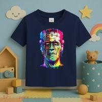 Halloween Neon Paint Drip Frankenstein Monster Toddler T-Shirt thumb 3