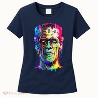 Halloween Neon Paint Drip Frankenstein Monster Women's T-Shirt thumb 0