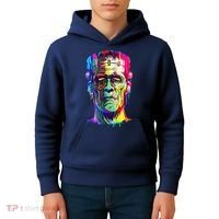 Halloween Neon Paint Drip Frankenstein Monster Kids Hoodie thumb 4