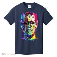 Halloween Neon Paint Drip Frankenstein Monster Kids T-Shirt thumb 0