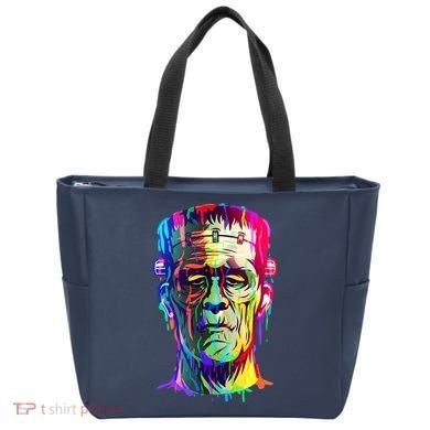Halloween Neon Paint Drip Frankenstein Monster Tote Bag