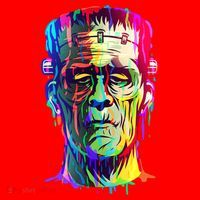 Halloween Neon Paint Drip Frankenstein Monster Santa Hat thumb 1