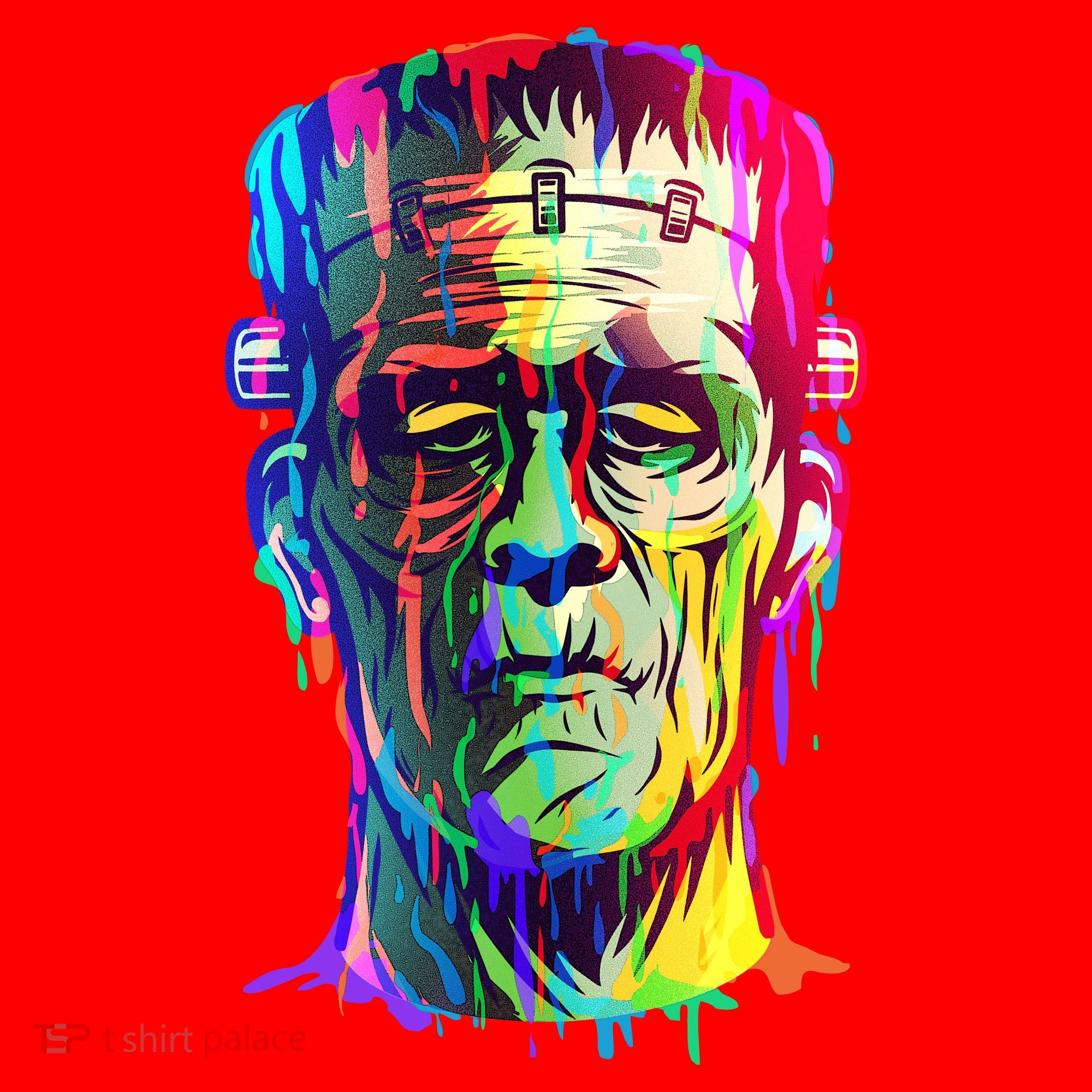 Halloween Neon Paint Drip Frankenstein Monster Santa Hat