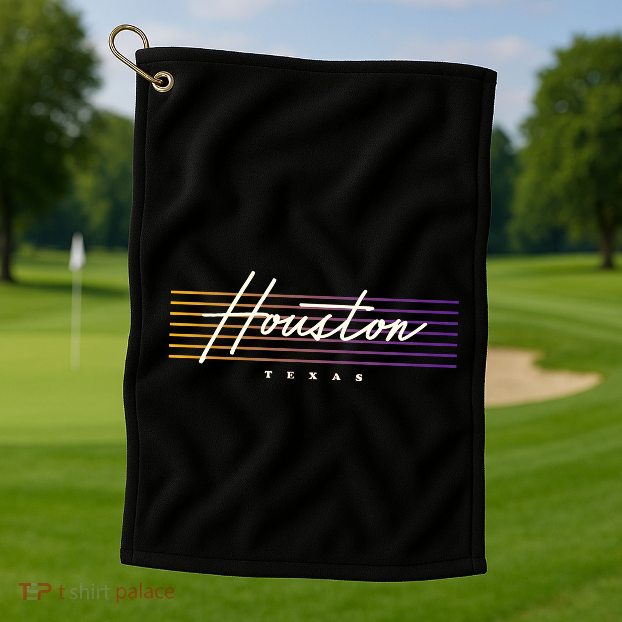 Houston Nostalgic Retro Style Texas Golf Towel