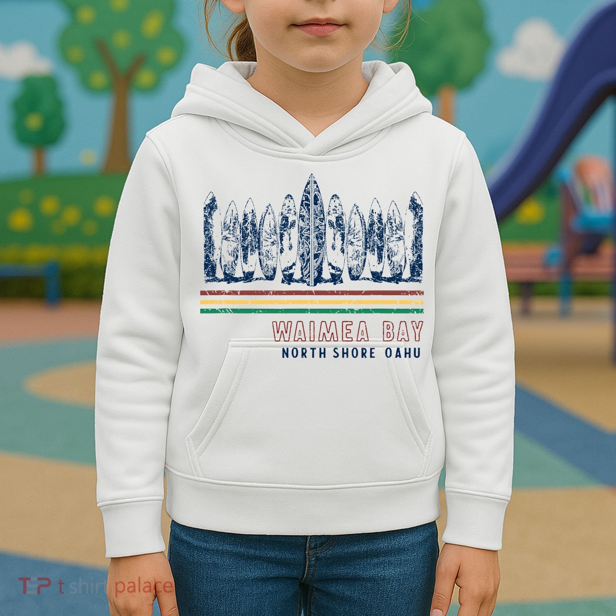 Hawaii North Shore Oahu Waimea Bay Kids Hoodie