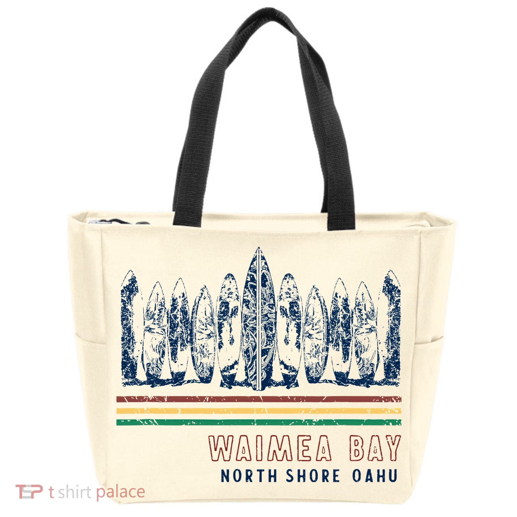Hawaii North Shore Oahu Waimea Bay Retro Surfing Tote Bag