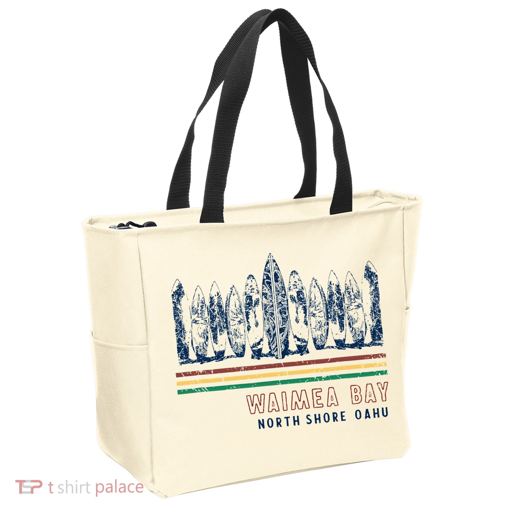 Hawaii North Shore Oahu Waimea Bay Retro Surfing Tote Bag