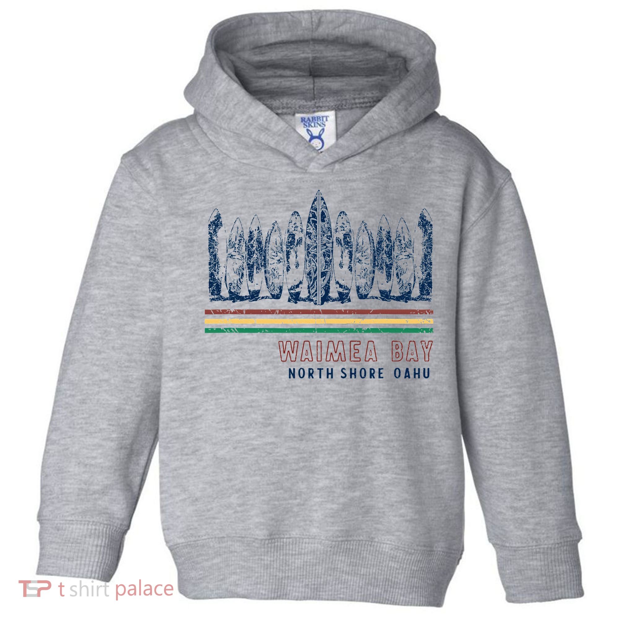 Hawaii North Shore Oahu Waimea Bay Retro Surfing Toddler Hoodie